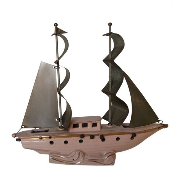 MCM Ceramic Sailboat TV Lamp Beige/Gold Detail 1950’s - Picture 12 of 12